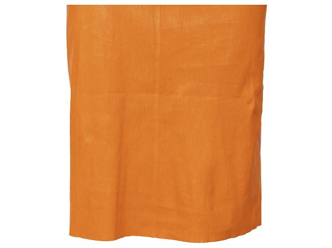Vestido midi de cuero Bottega Veneta Naranja - vista 8
