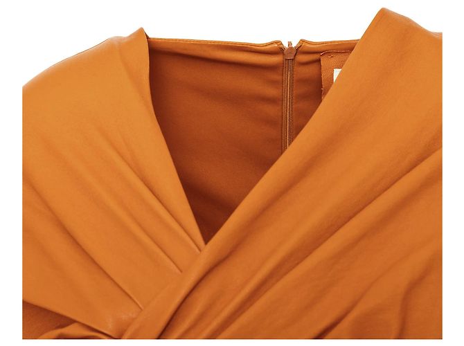 Vestido midi de cuero Bottega Veneta Naranja - vista 9