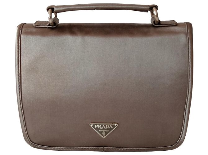 Prada Handtasche aus Seide Grau - Ansicht 7