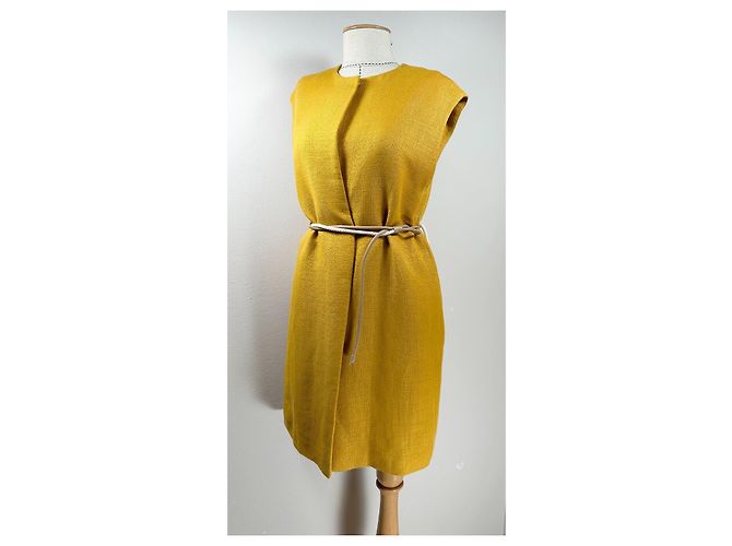 Giacca Max Mara Studio Cera Gialla in Lino e Viscosa Giallo - vista 4