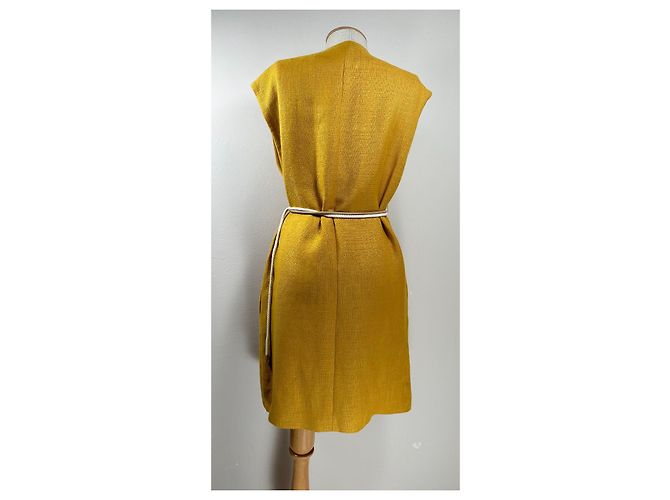 Giacca Max Mara Studio Cera Gialla in Lino e Viscosa Giallo - vista 6