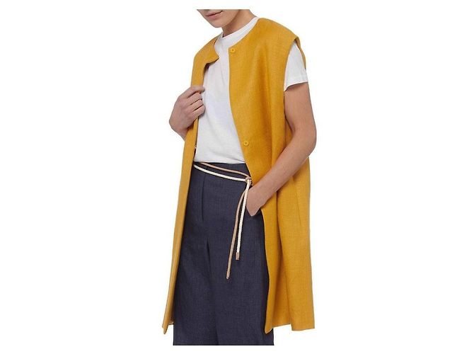 Giacca Max Mara Studio Cera Gialla in Lino e Viscosa Giallo - vista 7