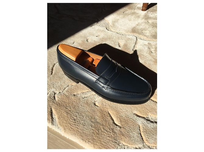 Mocassini J.M. WESTON in pelle blu navy taglia 43 - vista 5