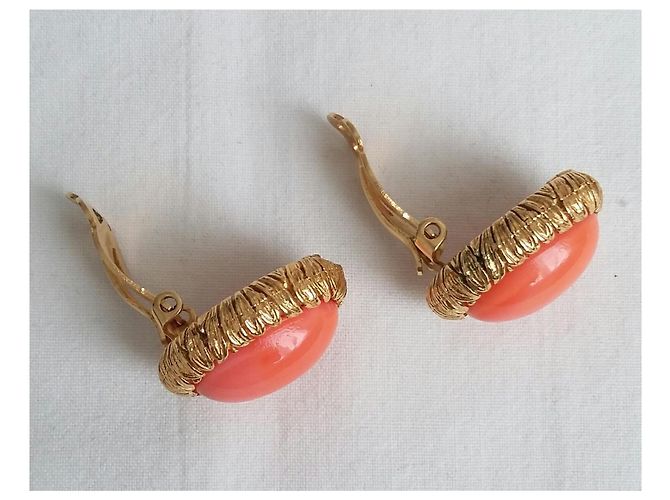 Brincos Carven vintage e novos Dourado Coral Gold hardware - vista 4