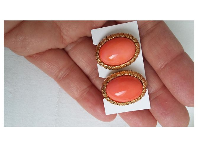 Brincos Carven vintage e novos Dourado Coral Gold hardware - vista 7