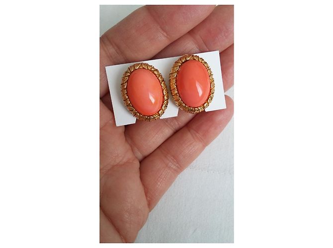 Brincos Carven vintage e novos Dourado Coral Gold hardware - vista 8