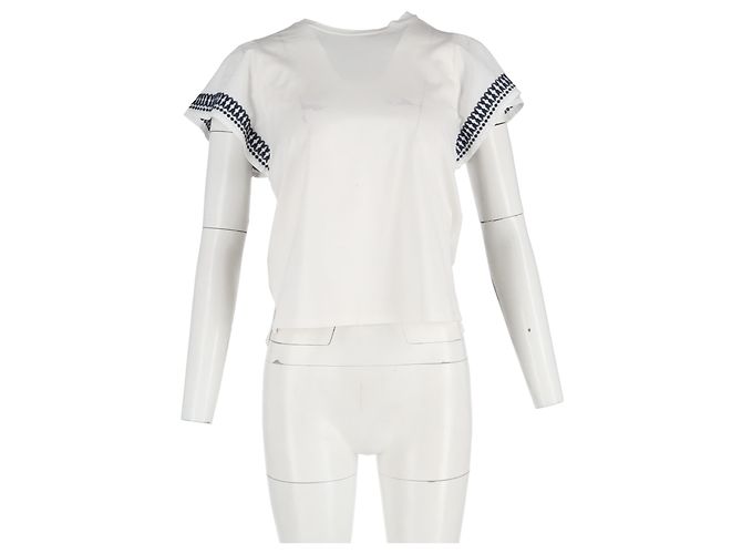 Autre Marque Camiseta bordada Cerchio Weekend Max Mara em algodão branco Cru - vista 4