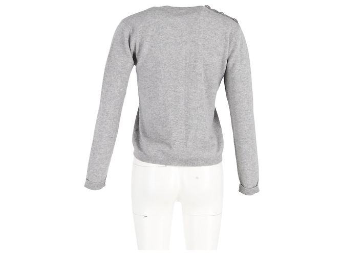 Ganni Pullover aus grauer Kaschmir mit Kristallverzierungen - Ansicht 6