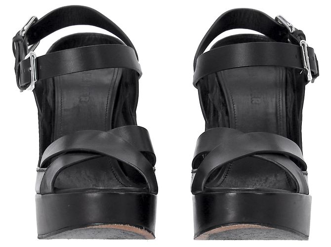 Jil Sander Ankle Strap Platform Sandals in Black Leather - view 10