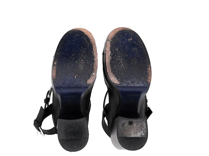 Jil Sander Ankle Strap Platform Sandals in Black Leather - view 13