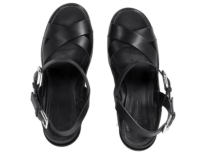 Jil Sander Ankle Strap Platform Sandals in Black Leather - view 5
