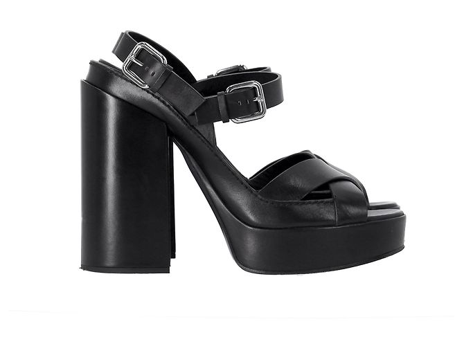 Jil Sander Ankle Strap Platform Sandals in Black Leather - view 8