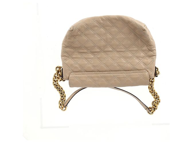 Bolsa de ombro acolchoada Marc Jacobs em couro bege - vista 12