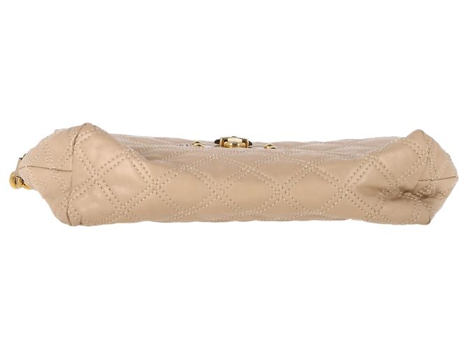 Bolsa de ombro acolchoada Marc Jacobs em couro bege - vista 2