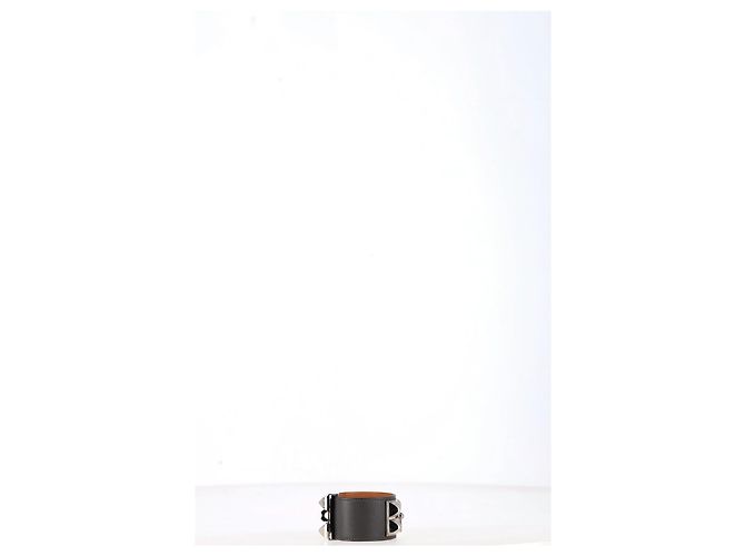 Ring Bracciale Collier de Chien in pelle box nera placcato in palladio Hermès Nero - vista 7