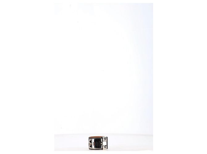 Ring Bracciale Collier de Chien in pelle box nera placcato in palladio Hermès Nero - vista 8