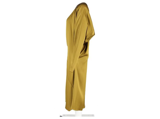 Jil Sander gerafftes Midikleid aus grüner Seide Olivgrün - Ansicht 5