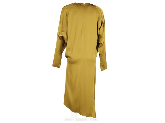 Jil Sander gerafftes Midikleid aus grüner Seide Olivgrün - Ansicht 6