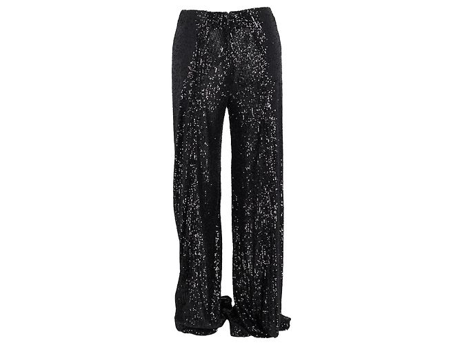Pantalones de pierna ancha de poliéster negro con lentejuelas Tom Ford - vista 3