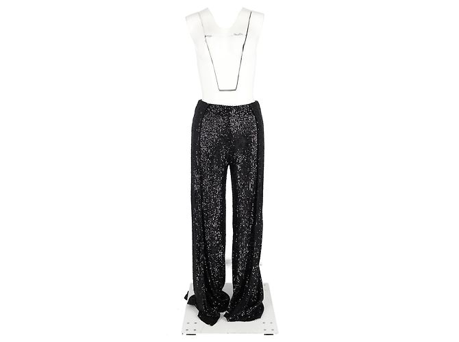 Pantalones de pierna ancha de poliéster negro con lentejuelas Tom Ford - vista 4
