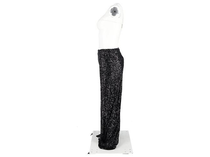 Pantalones de pierna ancha de poliéster negro con lentejuelas Tom Ford - vista 5