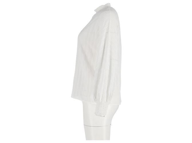 Top de encaje fruncido Maje Lentel en algodón blanco Crudo - vista 5