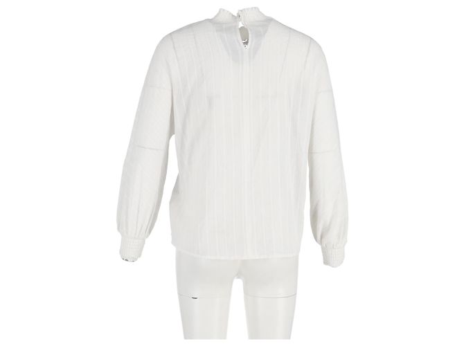 Top de encaje fruncido Maje Lentel en algodón blanco Crudo - vista 6