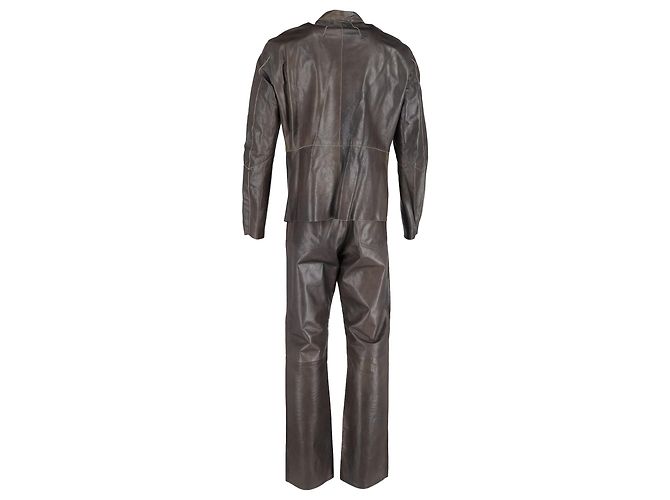 Giorgio Armani Giacca e pantaloni Emporio Armani in pelle marrone Rosso - vista 3