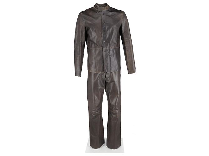Giorgio Armani Giacca e pantaloni Emporio Armani in pelle marrone Rosso - vista 4