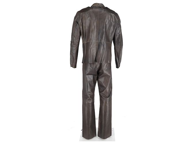 Giorgio Armani Giacca e pantaloni Emporio Armani in pelle marrone Rosso - vista 6