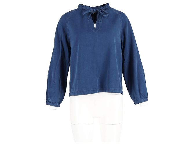 Apc A.P.C. Top de Chambray de Manga Larga con Cuerda de Ajuste Noa en Algodón Azul - vista 4