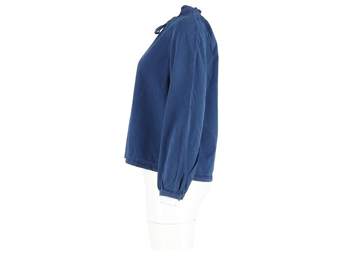 Apc A.P.C. Top de Chambray de Manga Larga con Cuerda de Ajuste Noa en Algodón Azul - vista 5