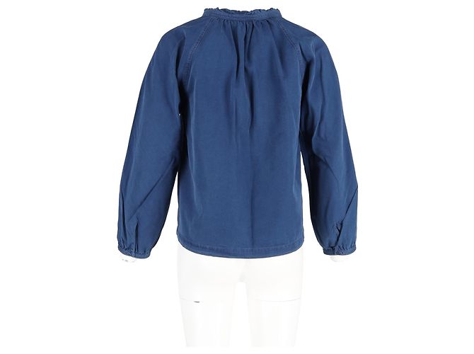 Apc A.P.C. Top de Chambray de Manga Larga con Cuerda de Ajuste Noa en Algodón Azul - vista 6