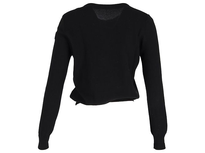 Moncler Ruffle-Detail Zip-up Cardigan In Black Cotton - view 3