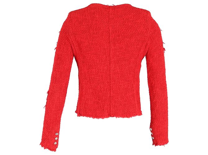 Iro Agnette Distressed Jacke aus rotem Tweed Bordeaux - Ansicht 3