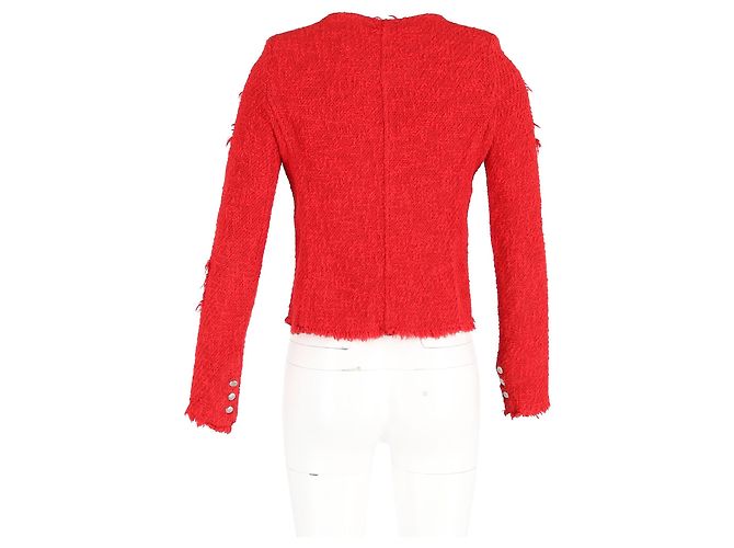 Iro Agnette Distressed Jacke aus rotem Tweed Bordeaux - Ansicht 6