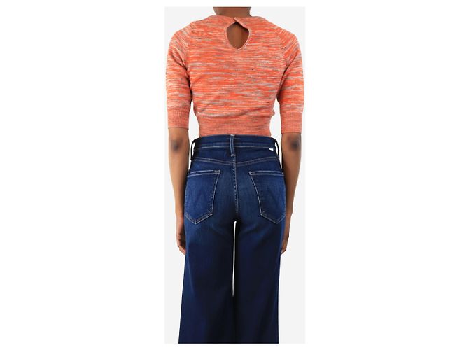 Ganni Orange Intarsia-Strick-Crop-Top - Größe XXS - Ansicht 2