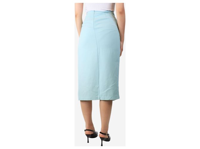 Roland Mouret Türkiser geraffter Midirock mit Schlitz - Größe UK 8 Blau - Ansicht 3
