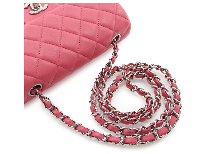 Chanel Mini Rettangolare Classico in Pelle di Agnello Rosa con Patta Singola - vista 10