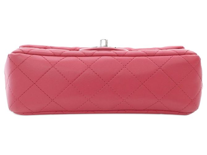 Chanel Mini Rettangolare Classico in Pelle di Agnello Rosa con Patta Singola - vista 4