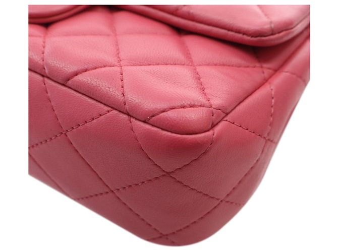 Chanel Mini Rettangolare Classico in Pelle di Agnello Rosa con Patta Singola - vista 7