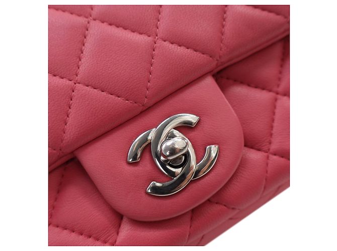Chanel Mini Rettangolare Classico in Pelle di Agnello Rosa con Patta Singola - vista 9