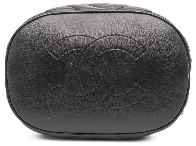 Borsa a secchiello chic in pelle di agnello trapuntata nera a zigzag con manico Chanel Nero - vista 3