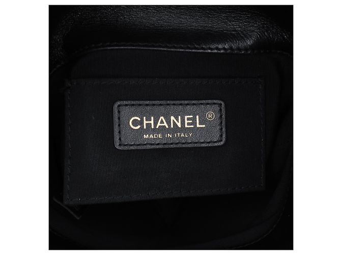 Borsa a secchiello chic in pelle di agnello trapuntata nera a zigzag con manico Chanel Nero - vista 5