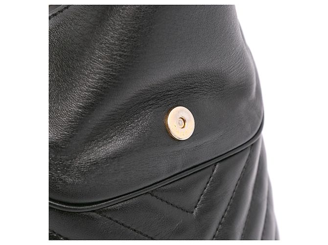 Borsa a secchiello chic in pelle di agnello trapuntata nera a zigzag con manico Chanel Nero - vista 8