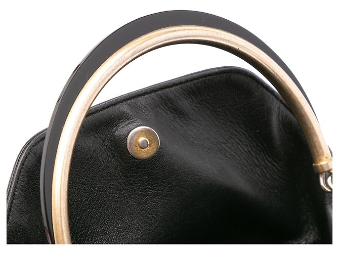 Borsa a secchiello chic in pelle di agnello trapuntata nera a zigzag con manico Chanel Nero - vista 9