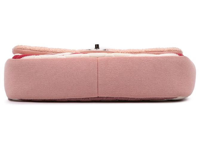 Chanel Rosa Jumbo Strisce Jersey Feltro e Corda Flap - vista 3