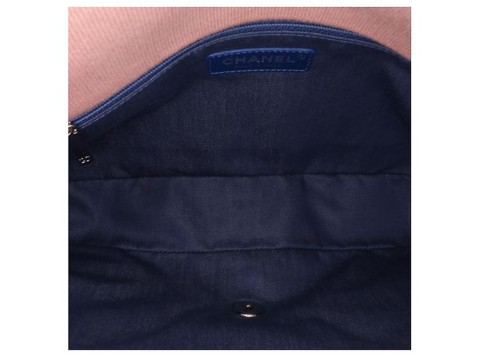 Chanel Rosa Jumbo Strisce Jersey Feltro e Corda Flap - vista 4