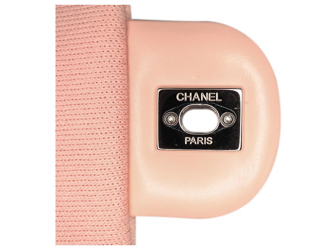 Chanel Rosa Jumbo Strisce Jersey Feltro e Corda Flap - vista 7
