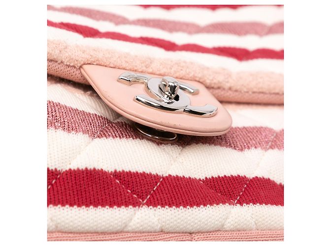 Chanel Rosa Jumbo Strisce Jersey Feltro e Corda Flap - vista 8